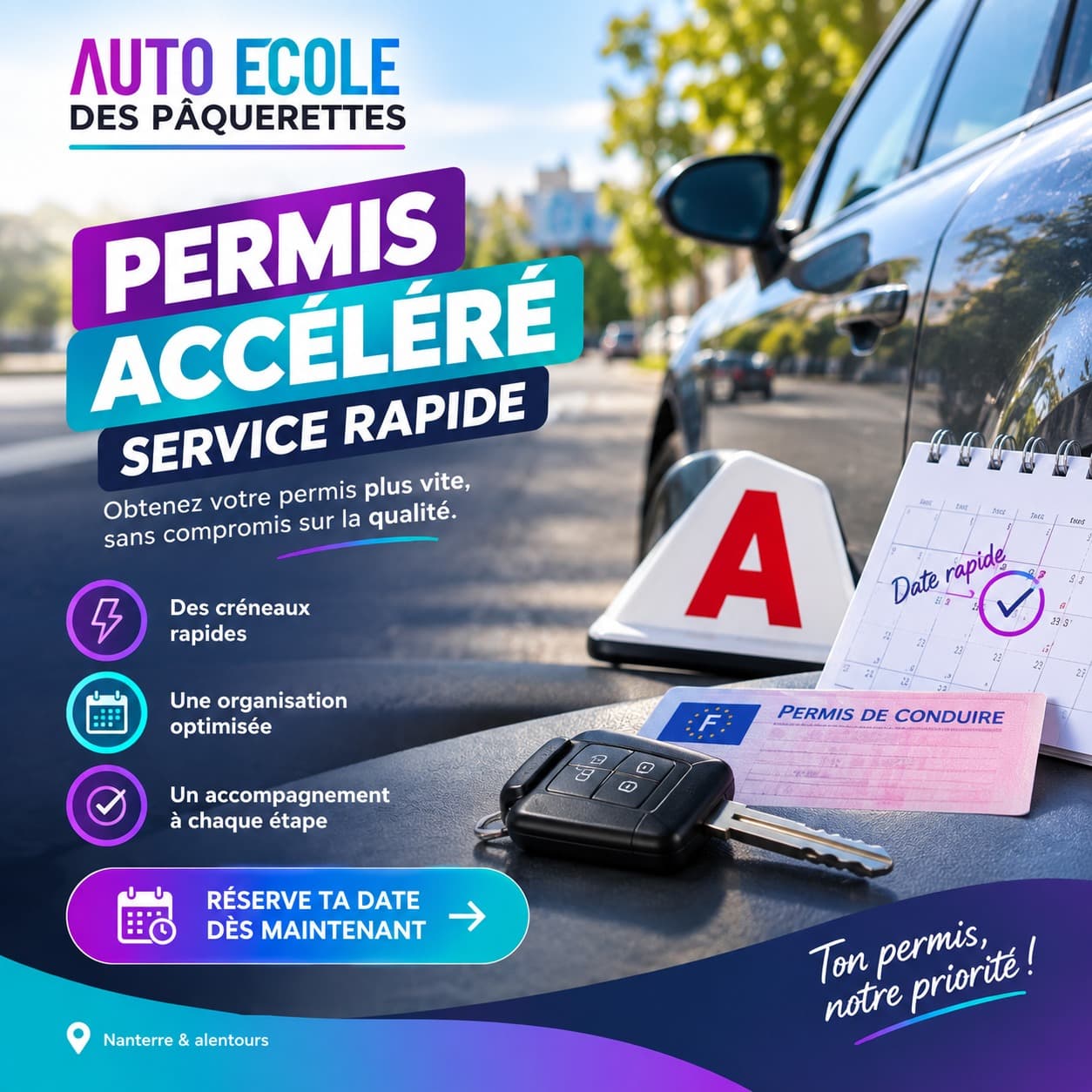 Permis accéléré près de Bezons — Auto École Des Pâquerettes, Nanterre